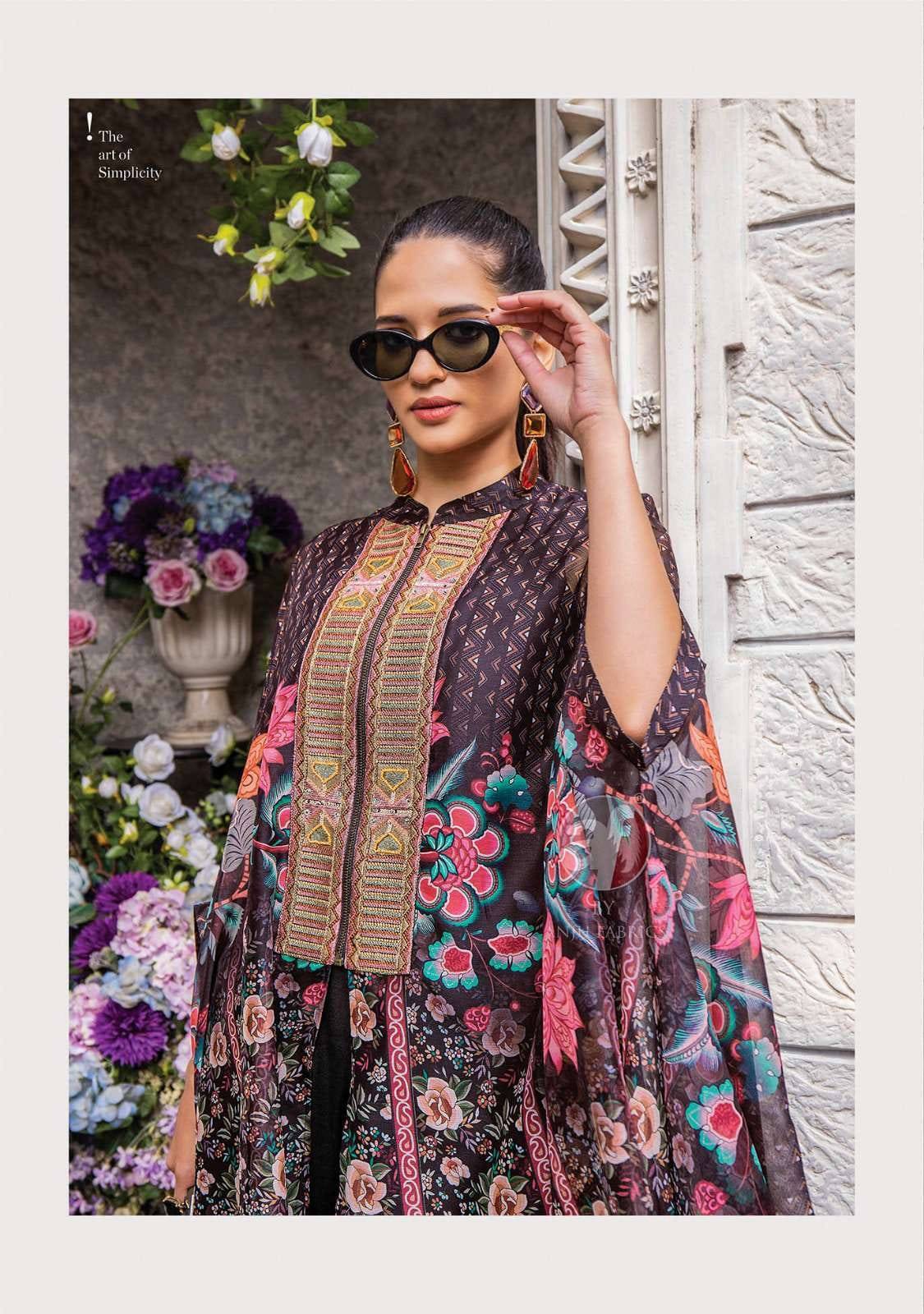 Cape style  by Anju fabrics 5551 TO 5555 SERIES Indian PRINTED VISCOSE party wear designer Cape style kaftan At Wholesale Price